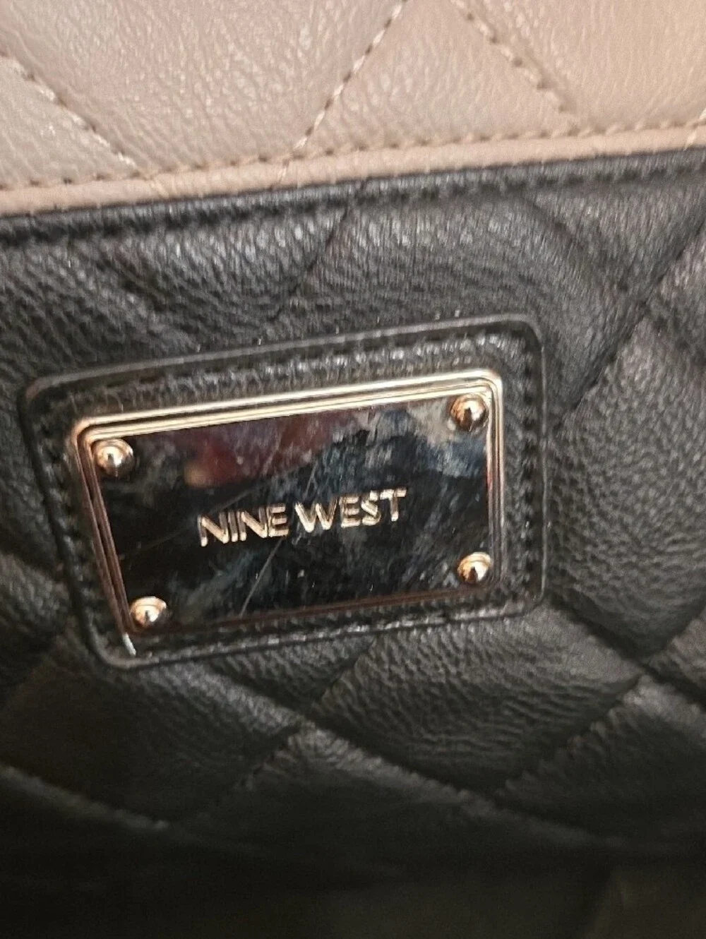 Nine West Quilted Two-Tone Tote Bag – Black & Taupe